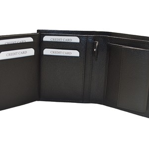 <b>Men's</b> Genuine Leather Slim Fold <b>Wallet</b> RFID Blocking Minimalist Design <b>Black</b> Short Bifold Daily Use - Product Image 6