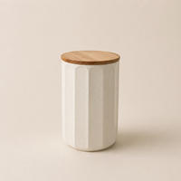 Bocal de rangement en céramique minimaliste avec couvercle en bois, hermétique, organisateur de cuisine, pot de comptoir moderne, élégant et indispensable pour le garde-manger