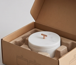 Élégante coupelle à sel et à sucre en marbre blanc avec poignée et base en cuivre, résistante à la poussière, pour le rangement des herbes et épices de cuisine - Product Image 6