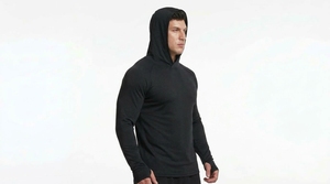 Men <b>Hooded</b> Long Sleeve Training Top Comfortable Sportswear <b>Shirt</b> - Product Image 3