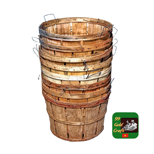 HOT SALE: OEM Size Crab <b>Basket</b> Round Wood Crate with Lid Crab Bushel <b>Basket</b> Wood <b>Chip</b> Bucket Chest - Vietnam Acacia Wood - Product Image 4