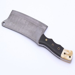 Couteau à viande forgé en acier Damas, couteau de boucher fait main, outil de découpe de cuisine, ambidextre, manche en Micarta et corne, professionnel - Product Image 2