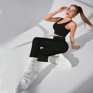 Ensemble de sport et yoga 2 pièces sans couture pour femme, séchage rapide, personnalisable avec logo, sans manches, respirant, écologique et léger - Product Image 4