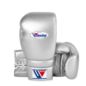 Gants de boxe Winning 14oz 16oz Argent Personnalisables à lacets avec sangle auto-agrippante Respirants Doigts entiers Cuir véritable Entraînement - Product Image 1