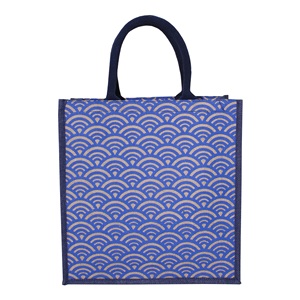 Sac fourre-tout en jute personnalisé, imprimé, écologique, pour le shopping, motif géométrique, souvenir naturel, luxe, mariage, avec corde rembourrée - Product Image 1