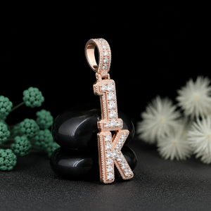 Custom 1K Letter <b>Pendant</b> Necklace 925 Sterling <b>Silver</b> Diamond Look Iced Out <b>Initial</b> <b>Pendant</b> Luxury Hip Hop Jewelry Wholesale - Product Image 2