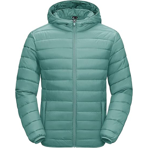 Chaqueta Acolchada con Capucha, Cierre de Cremallera, Resistente al Viento, de Poliéster, Estilo Casual, Corte Regular, Color Sólido - Product Image 1