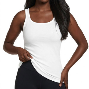 Ribbed <b>Tank</b> <b>Top</b> Sleeveless Scoop Neck Fitted Knit Casual Active Wear Breathable Stretch Custom OEM Wholesale Manufacturer - Product Image 1