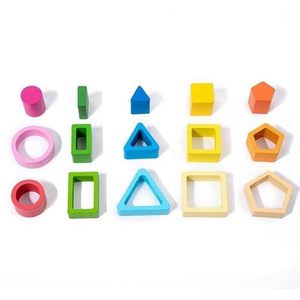 Juguete de Madera para Clasificar y Apilar Formas, Rompecabezas de Bloques Geométricos Montessori, Reconocimiento de Colores, Juguete de Aprendizaje de Motricidad Fina para Niños Pequeños - Product Image 6