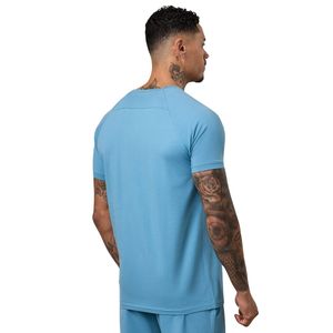 Camiseta de cuello redondo para hombre, color azul cielo, manga corta, ligera, transpirable, para entrenamiento, correr, fitness, gimnasio, ropa deportiva - Product Image 2