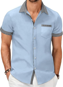 T-shirt à manches courtes pour homme, col rond, coupe classique, couleur unie, jersey de coton, vêtements décontractés - Product Image 3