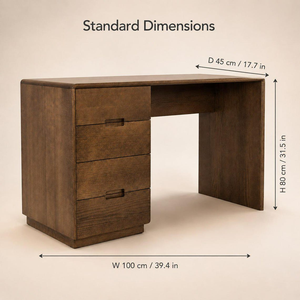 Solid Wood <b>Desk</b> <b>with</b> <b>Drawers</b> Handcrafted Wooden Writing Table for Home Office Study Workspace <b>Computer</b> Workstation Furniture - Product Image 3