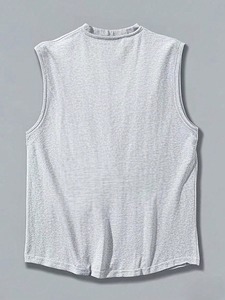 Débardeurs décontractés en tricot pour hommes, grandes tailles, pour l'entraînement, couleur unie, 100 % coton, séchage rapide, respirants, pour la plage et le sport, personnalisables - Product Image 5