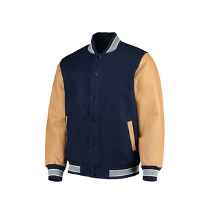 <b>Men's</b> Varsity <b>Jacket</b> With Front zipper Turn-down Collar Button Closure Preppy Style Autumn Wear - Product Image 3