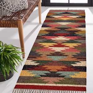 Tapis de couloir tissé à la main en jute et laine, tapis kilim pour salon, chambre et bureau - Product Image 1