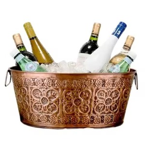 Classic Design Metal Ice Beverage Tub Stainless Steel Party Cooler <b>Bucket</b> Wine Beer Chiller Tub Party Use - Product Image 1
