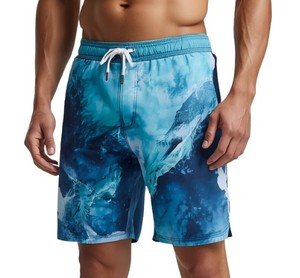 Shorts de bain pour hommes Aqua Motion de qualité supérieure, séchage rapide, respirants, avec impression en relief, 100% polyester, vêtements de plage légers - Product Image 5