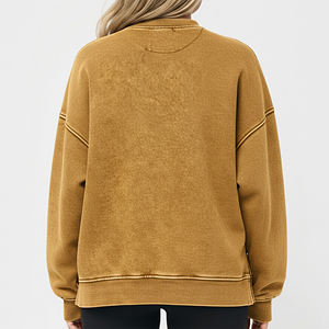 Sweat-shirts à manches longues en molleton 100% coton, coupe oversize, effet délavé, personnalisables avec logo imprimé DTG, col rond, OEM/ODM - Product Image 2