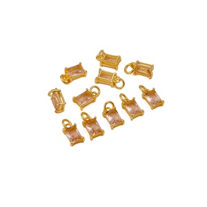Morganite Quartz <b>Baguette</b> Birthstone with Gold Plated Handmade Charm Elegant Jewelry Component for Necklaces & <b>Bracelets</b> - Product Image 3