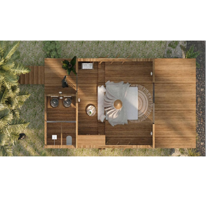Villa écologique industrielle préfabriquée en bambou moderne du Vietnam, modèle NB04, avec toit en chaume, pour usage en complexe hôtelier ou en retraite, prix compétitif, garantie 3 ans. - Product Image 1