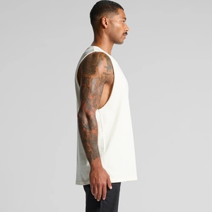 Men's <b>White</b> O-Neck Sleeveless <b>Tank</b> <b>Top</b> Solid Knitted Casual Muscle Shirt 100% Cotton - Product Image 2