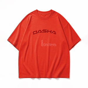 T-shirt Streetwear Homme 2026 Personnalisé avec Logo, Coupe Ample Épaules Tombantes, Coton Lourd, Impression en Relief et Broderie, Vente en Gros OEM en Gros à Bas Prix - Product Image 1