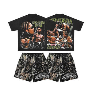 Conjunto Deportivo de 2 Piezas para Hombre, Estilo Urbano, Ecológico, de Invierno, con Camiseta de Poliéster/Algodón y Pantalones Cortos de Malla - Product Image 4