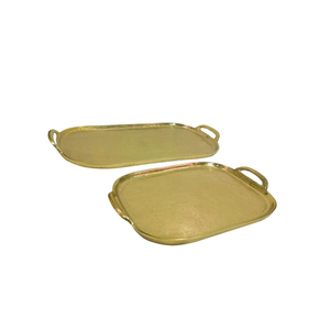 Juego de bandejas rectangulares de metal dorado de lujo con asas, bandeja decorativa para comida, bandejas de almacenamiento para mesa, hogar y bar - Product Image 1