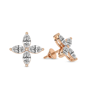 Elegantes y Modernos Pendientes de Oro Sólido de 18k con Dijes de Flor de Trébol y Diamantes de Laboratorio, Certificados por IGI, para Mujer - Product Image 6