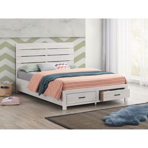 Cama de Madera con Panel de Almacenamiento Geary Coastal White Eastern King - Product Image 1