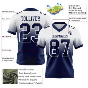Maillot de football blanc personnalisé en maille marine authentique, tendance, de haute qualité, en tissu respirant, confortable pour le sport - Product Image 2