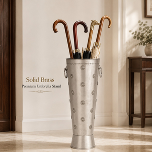 Porte-parapluie en métal artisanal |   Porte-parapluie décoratif sur pied avec poignées annulaires pour entrée, couloir, bureau à domicile - Product Image 2