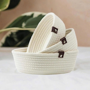Farmhouse Cotton Rope Tray Decorative Storage Solution Woven Cotton Rope Tray for Nursery and Toy Storage OEM ODM Wholesale - Product Image 1