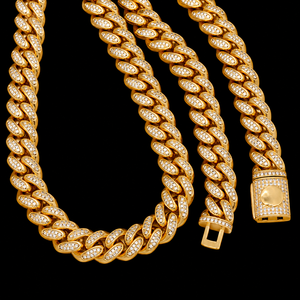 Collar de Moissanita con Cadena Cubana Chapada en Oro de 14K para Hombre, Engaste de Canal Redondo Brillante, Estilo Hip Hop, Colección para Uso Diario - Product Image 4