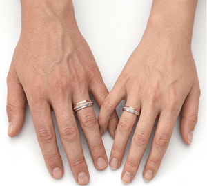 Classic Two Tone Diamond Engagement Band <b>Couple</b> <b>Ring</b> with Round Brilliant Cut Diamonds Natural and Lab Grown Diamonds - Product Image 4