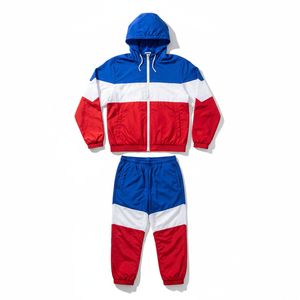 Survêtement coupe-vent pour homme de haute qualité, ensemble 2 pièces, logo personnalisé, fermeture éclair, nylon, prix de gros - Product Image 1