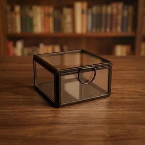 ARTISAN DESIGN Luxuriöse Kleine Glas-Messing-Vitrine Schmuck-Aufbewahrungsbox Organizer für Halsketten und Ringe Dekorative Hochzeitsgeschenkbox B174 - Product Image 5