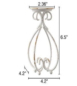 Support à bougies vintage en métal blanc, décoratif, pour la décoration de la maison, centre de table, décoration de mariage, salon - Product Image 3