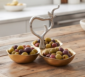 Elegante Juego de Tazones Decorativos de Tres Piezas con Diseño de Asta Dorada, Soporte Decorativo de Metal, Estilo Glam, Accesorio Hecho a Mano para el Hogar - Product Image 6