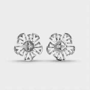 Moissanite Diamond Hoop <b>Earrings</b> Flower Shape Stylish Modern Design Fine Jewelry for Women Everyday Wear Available For Sale - Product Image 2