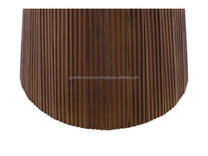 Mesa de Centro Moderna Redonda de Madera de Mango para Sala de Estar, Diseño Minimalista Marrón de Mediados de Siglo para Dormitorio - Product Image 4