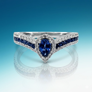 ขายร้อนเครื่องประดับออกแบบล่าสุด 18 พันทองคําขาวเพชรแท้ไพลินสีฟ้า Solitaire หมั้นแหวนพลอยสําหรับผู้หญิง - Product Image 1