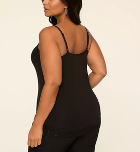 Top de tirantes finos de encaje transpirable de punto para mujer, con copa completa y elástico, estilo crop, ideal para verano. - Product Image 4