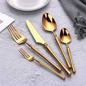 Ensemble de couverts en bambou doré, cuillère, fourchette, couteau, passe au lave-vaisselle, vaisselle élégante pour les dîners et les fêtes - Product Image 4