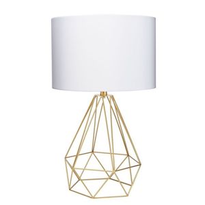 Modern Geometric Metal Table Lamp with Fabric Shade Decorative Bedside Lamp for Bedroom Living Room Use - Product Image 2