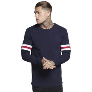 Sweat-shirt pour homme en coton/spandex noir uni pas cher avec logo personnalisé, tissu jersey tricoté pour l'été - Product Image 1