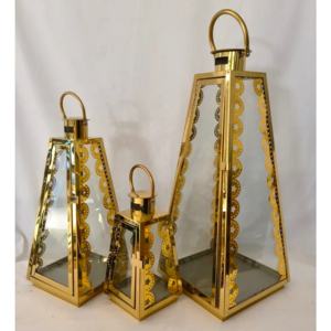Green Metal Rectangular Lantern With Monstera <b>Leaf</b> Cutout Design For Home Decoration - Product Image 4