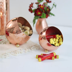 Bol en cuivre martelé rond, design moderne tendance, grande taille, bol mélangeur en cuivre plaqué, au meilleur prix auprès d'un fournisseur indien - Product Image 4