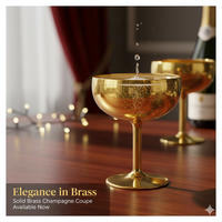 Verre à champagne de luxe de 4 pouces en laiton véritable fait main, ustensile de cuisine thaïlandais élégant et robuste, idéal pour servir des vins et des cocktails, spécialité durable de 50 ans