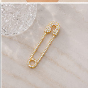 Trendy Luxurious 10K <b>Solid</b> <b>Gold</b> Safety Pin Charms <b>Pendant</b> Lab Grown Diamond Customizable Women's Jewelry for All Occasions Gifts - Product Image 5